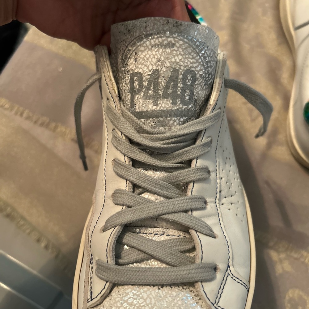 P448 White and Silver Sneakers